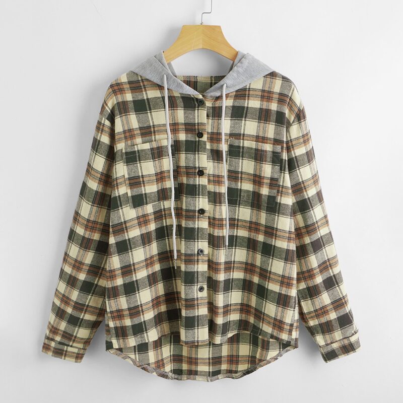 

Plaid Hooded Shirt, Multicolor