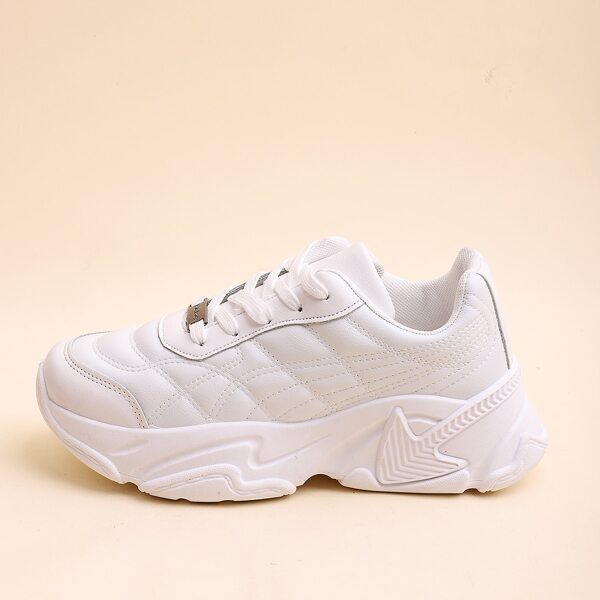 

Lace-up Front Stitch Detail Chunky Sneakers, White