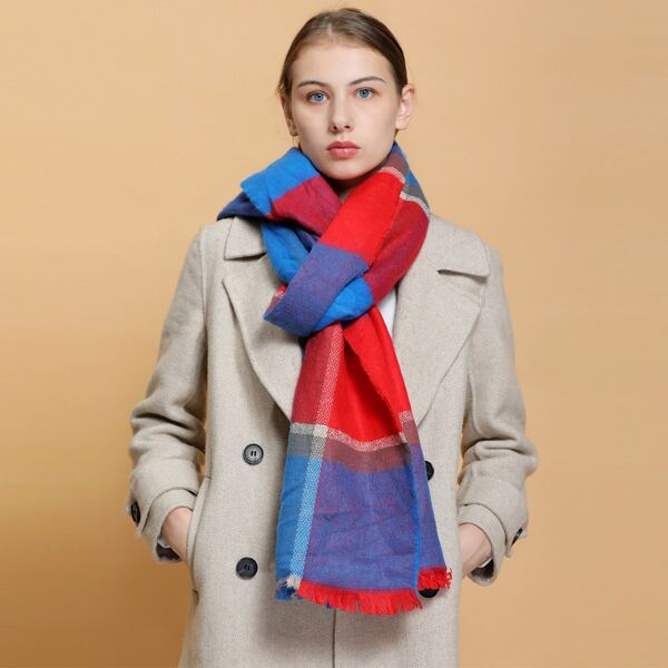 

Raw Hem Colorblock Scarf, Multicolor