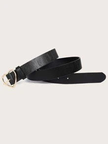 Cinturón con hebilla metálica de corazón - Negro - Ver 4