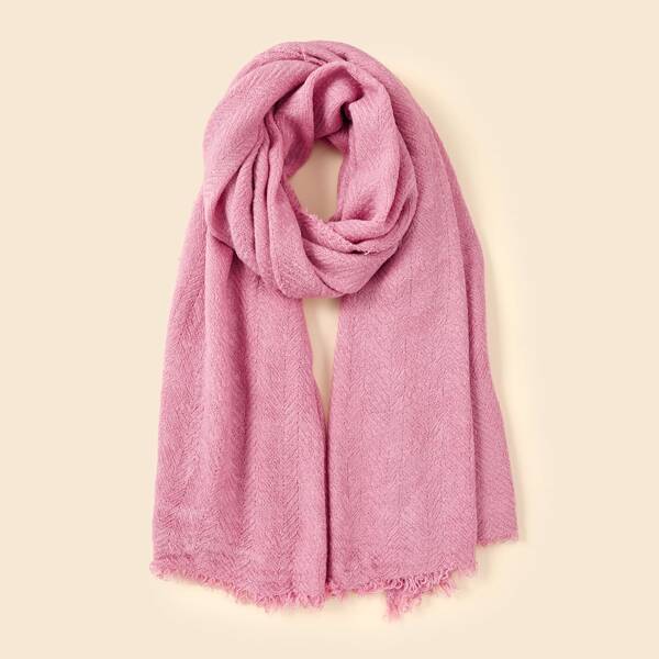 

Raw Hem Solid Scarf, Pink