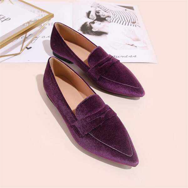 

Minimalist Point Toe Loafers, Purple