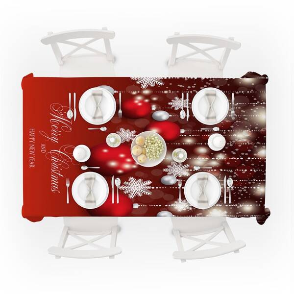 

Snowflake Print Tablecloth, Multicolor