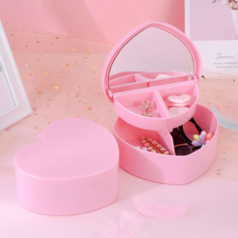 

1pc Heart Shaped Jewelry Storage Box, Pink