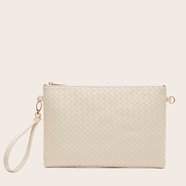 

Woven Pattern Clutch Bag, Beige