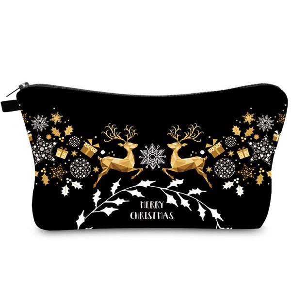 

1pc Christmas Deer Print Pencil Bag, Black
