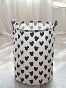 Cesta de almacenamiento con estampado de corazón para ropa, pantalones, zapatos, vaqueros, botas, faldas, cesto de la ropa sucia, cesto de lavandería, organizador de baño, cesta, cesta de almacenamiento, cesto de lavandería plegable - Blanco y Negro - Ver 3