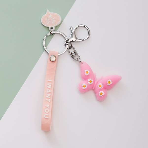 

Butterfly Charm Keychain, Pink