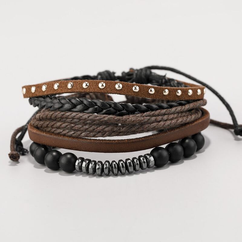 

2pcs Guys Braided Bracelet, Multicolor