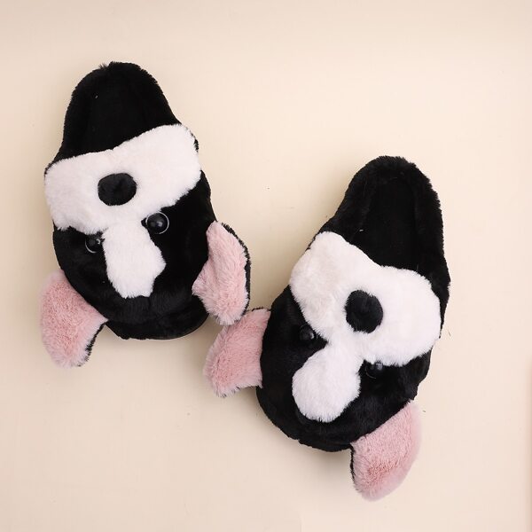 

Cartoon Design Fluffy Slippers, Black and white