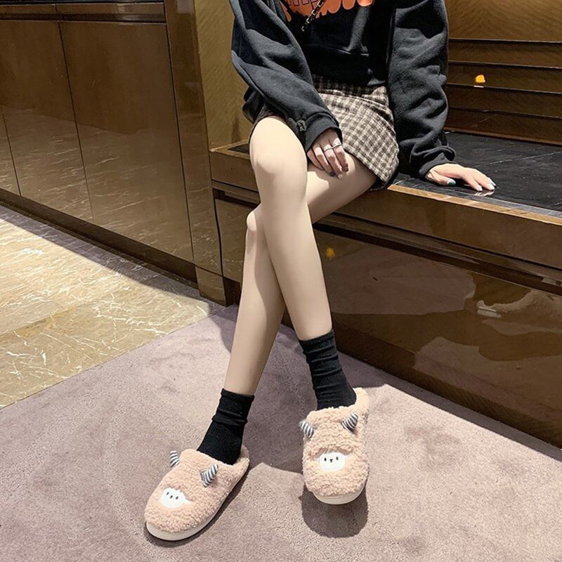 

Cartoon Ear Fluffy Slippers, Baby pink