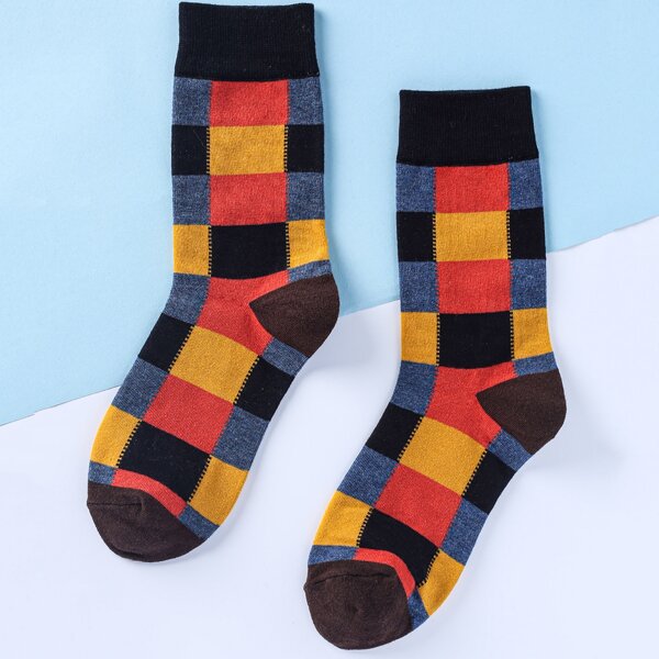 

Plaid Pattern Socks, Multicolor
