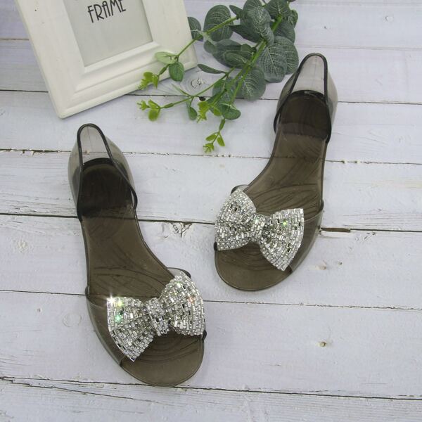 

Clear Rhinestone Decor Two Part Sandals