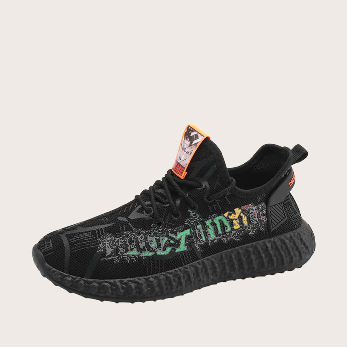 

Guys Lace Up Decor Low Top Sneakers, Black