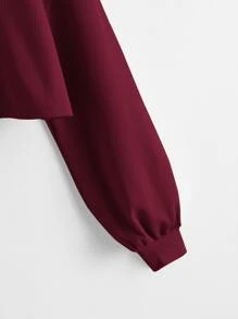 Muchica Drop Shoulder Crop Top - Maroon - View 4