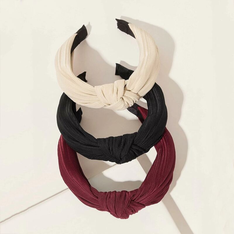 

3pcs Solid Knot Hair Hoop, Multicolor