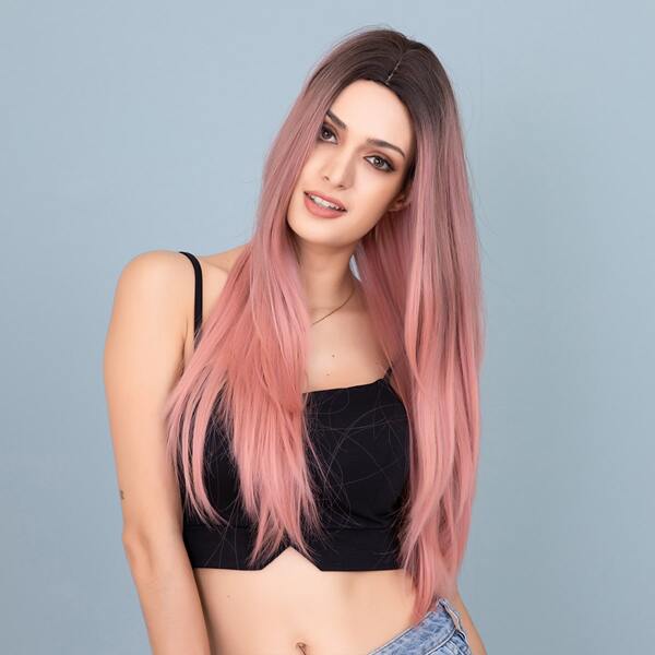 

Natural Ombre Long Straight Wig, Pink