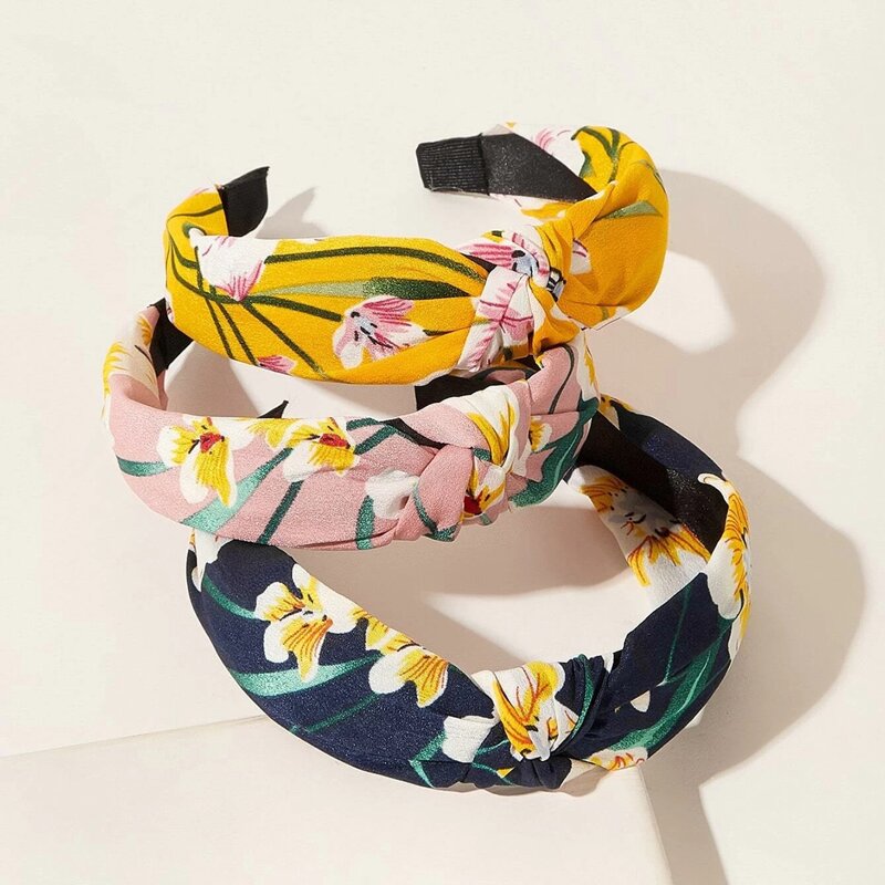 

3pcs Floral Knot Hair Hoop, Multicolor