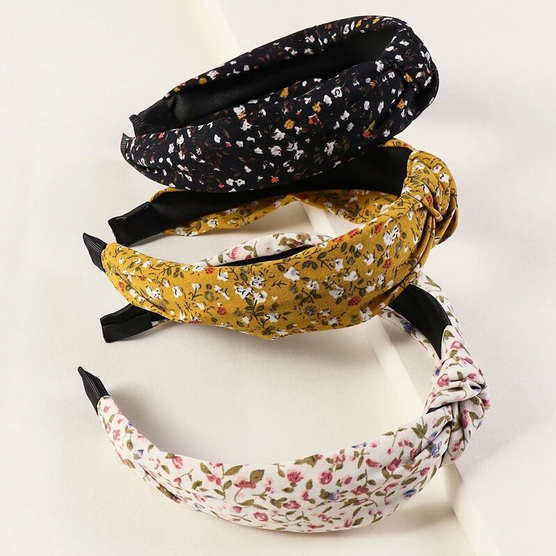

3pcs Ditsy Floral Knot Hair Hoop, Multicolor