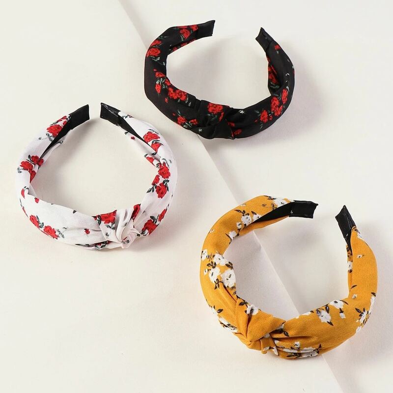 

3pcs Floral Knot Hair Hoop, Multicolor