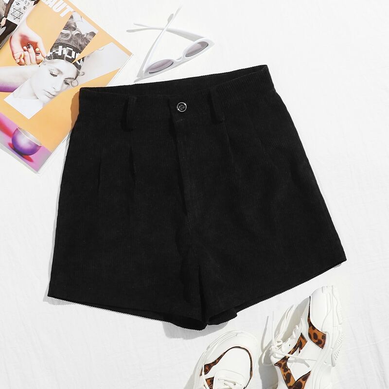 

Solid Corduroy Shorts, Black