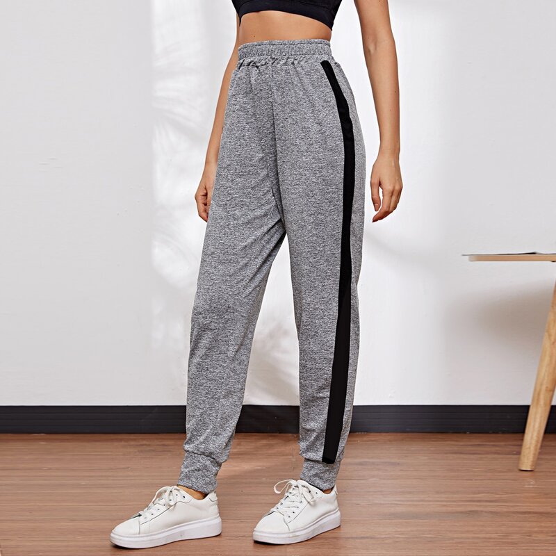 

Heather Gray Side Panel Sports Pants, Grey