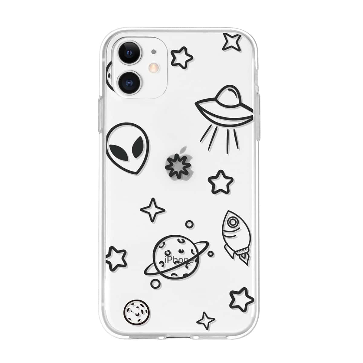 

Alien & Planet Print iPhone Case, Clear