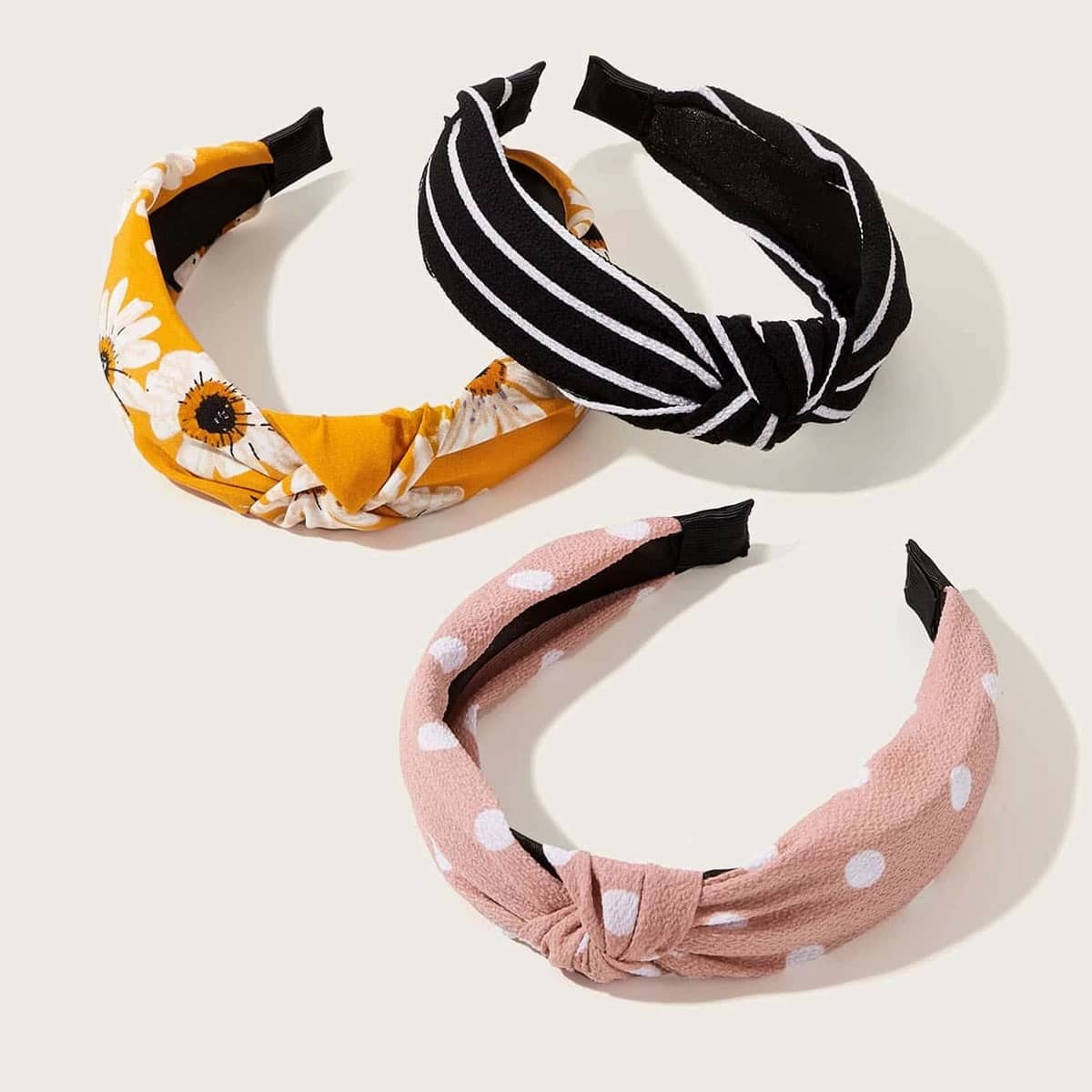 

3pcs Striped & Polka Dot Hair Hoop, Multicolor