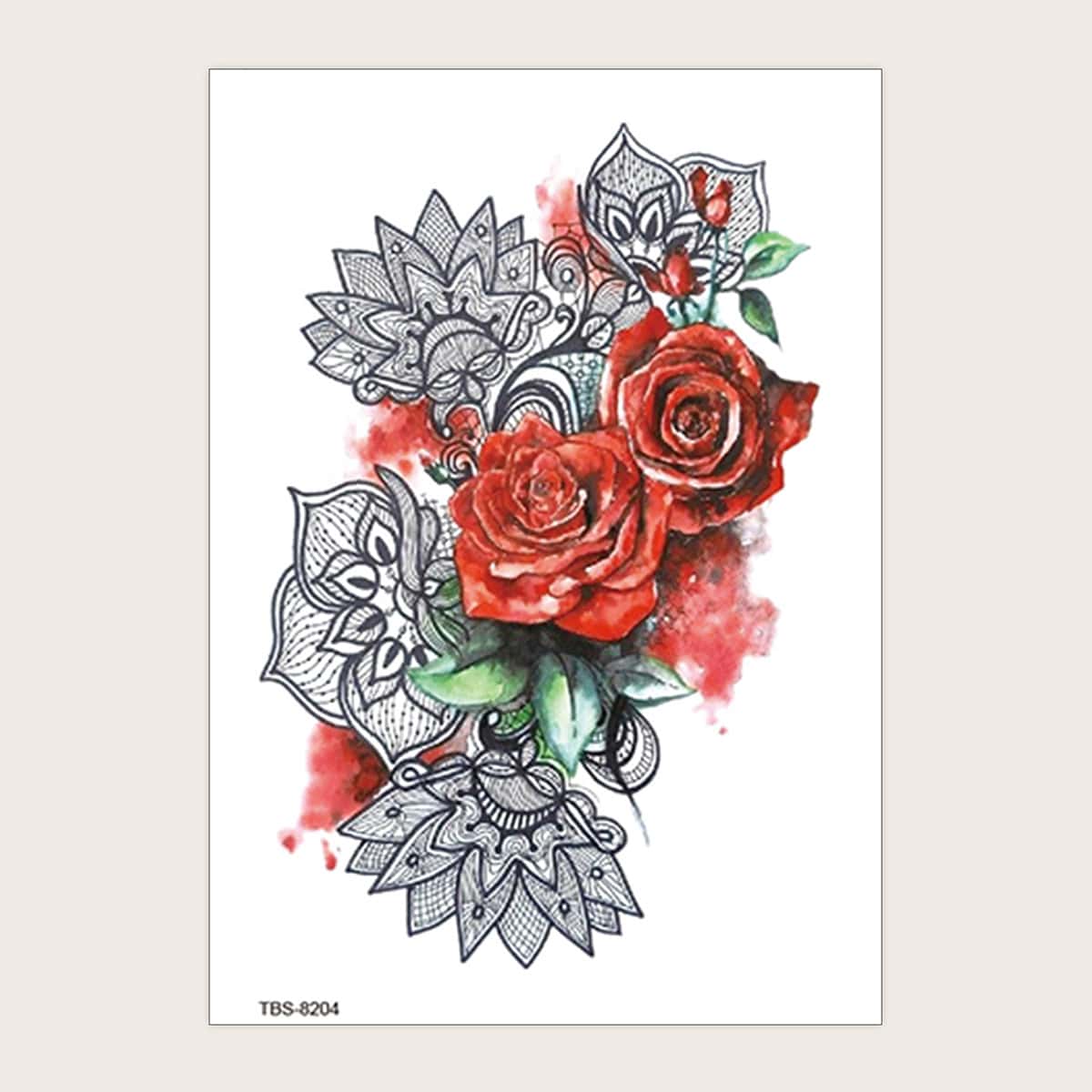 

1sheet Flower Pattern Tattoo Sticker, Multicolor