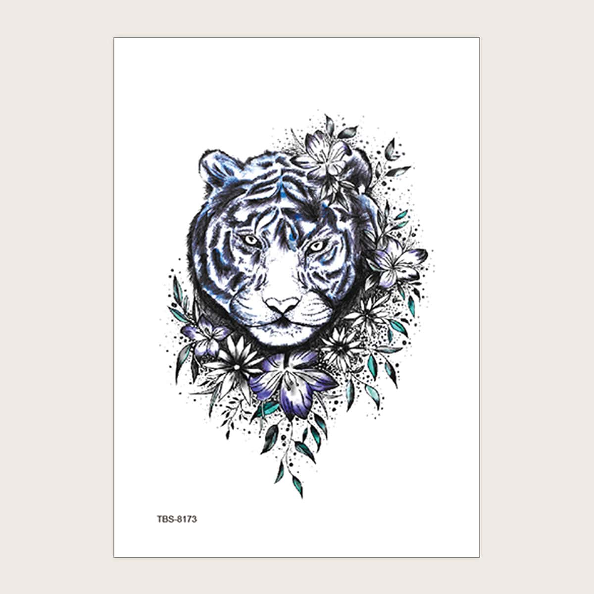 

1sheet Tiger Pattern Tattoo Sticker, Multicolor