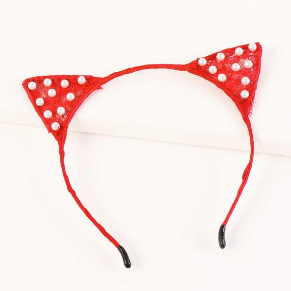 

Faux Pearl Ear Design Hair Hoop, Red