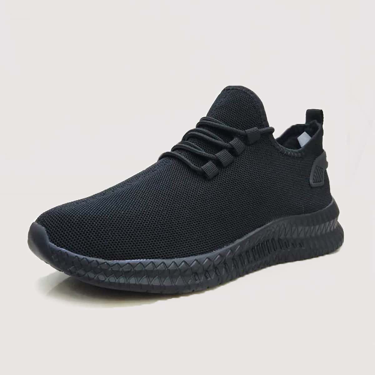 

Guys Lace-up Decor Wide Fit Sneakers, Black