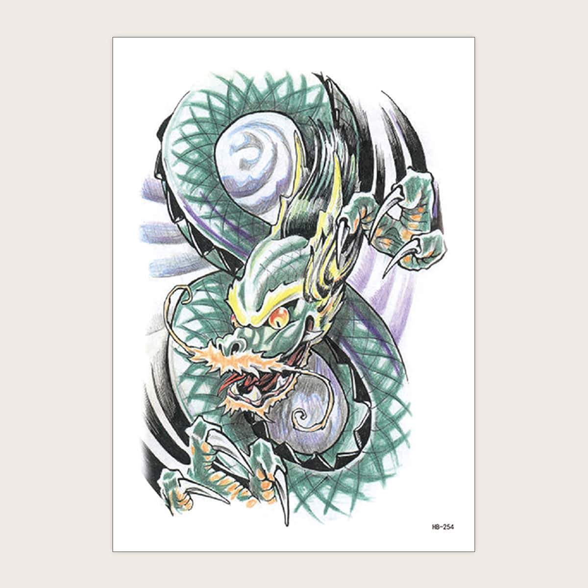 

1sheet Chinese Dragon Pattern Tattoo Sticker, Multicolor