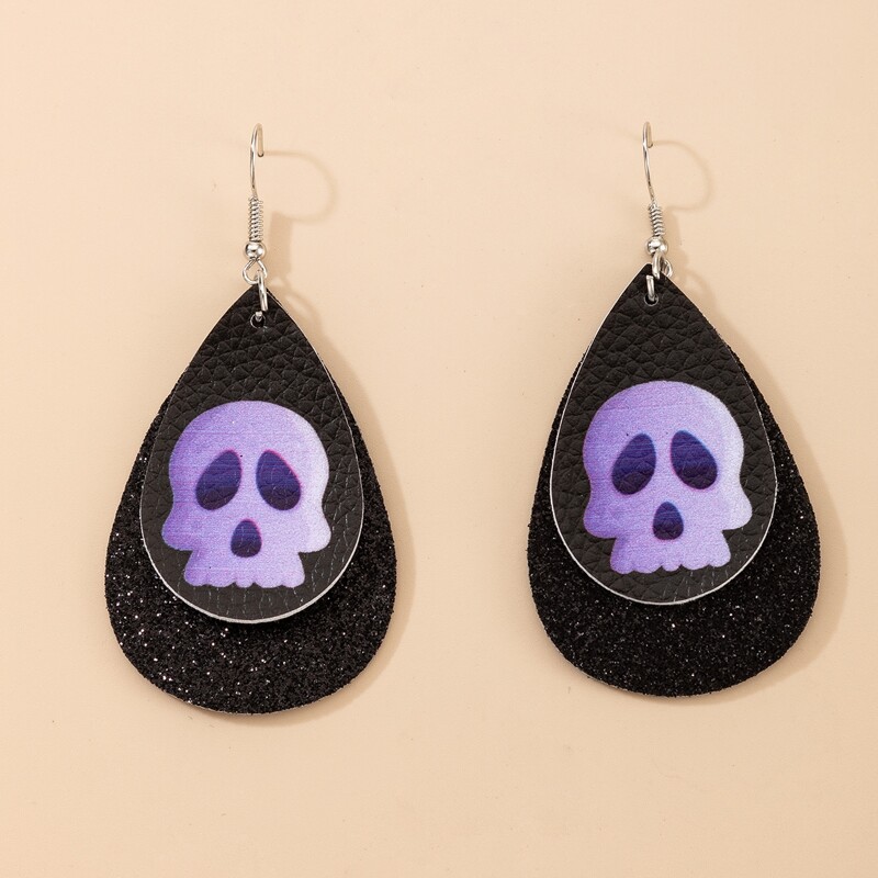 

Halloween Skull Water Drop Earrings, Black