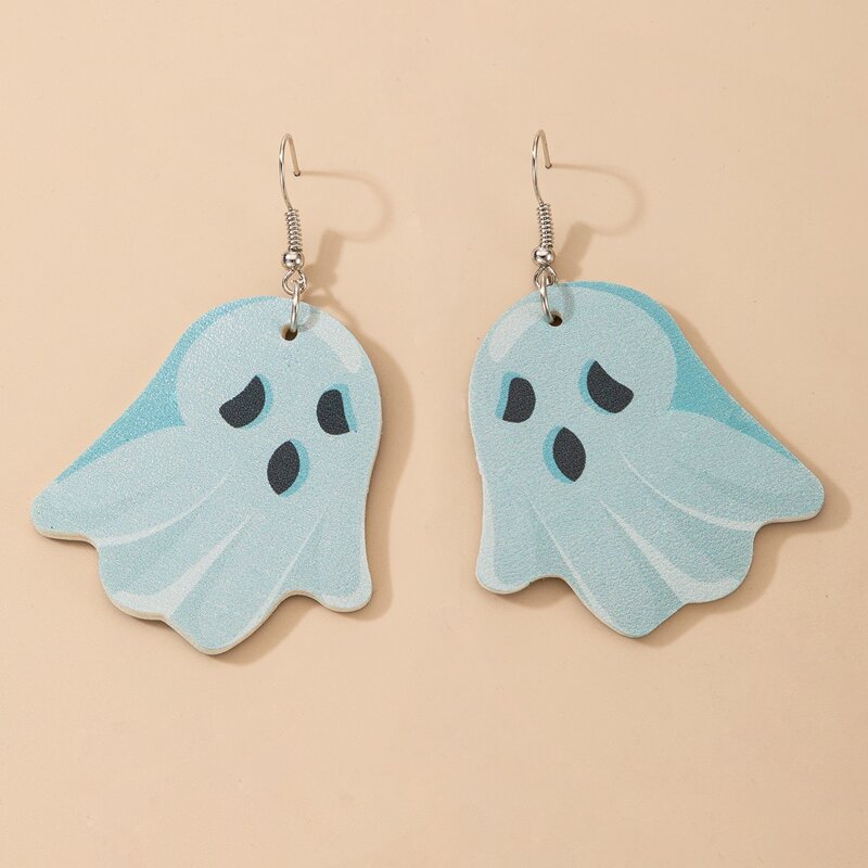 

Halloween Ghost Design Drop Earrings, Silver