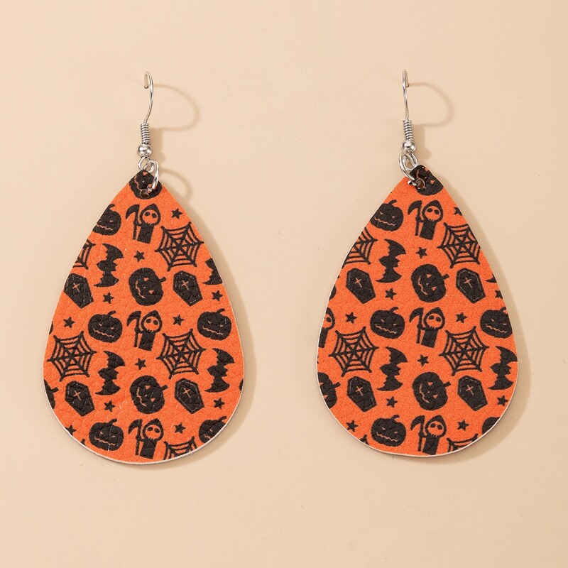 

Halloween Pattern Water Drop Earrings, Orange