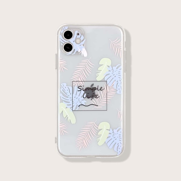 

Чехол для iPhone с лиственным принтом, Прозрачный