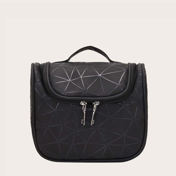 

Geometric Graphic Satchel Bag, Black