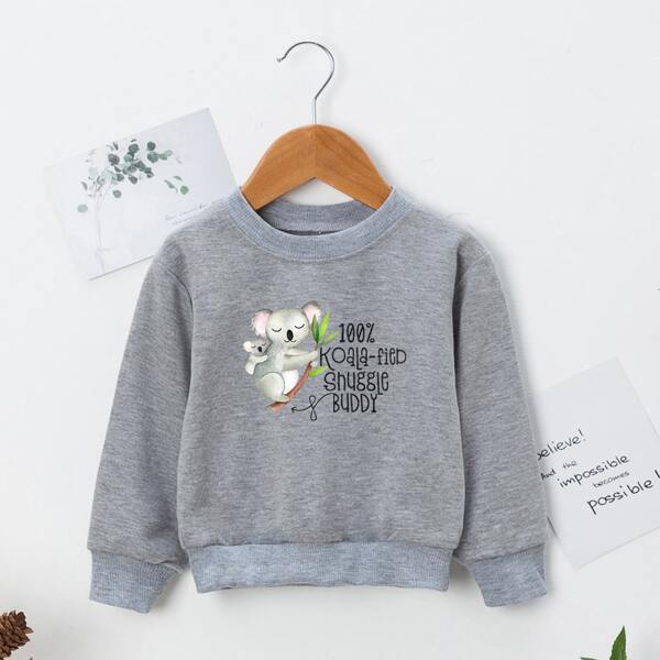 

Toddler Boys Cartoon Koala & Slogan Graphic Sweatshirt, Grey