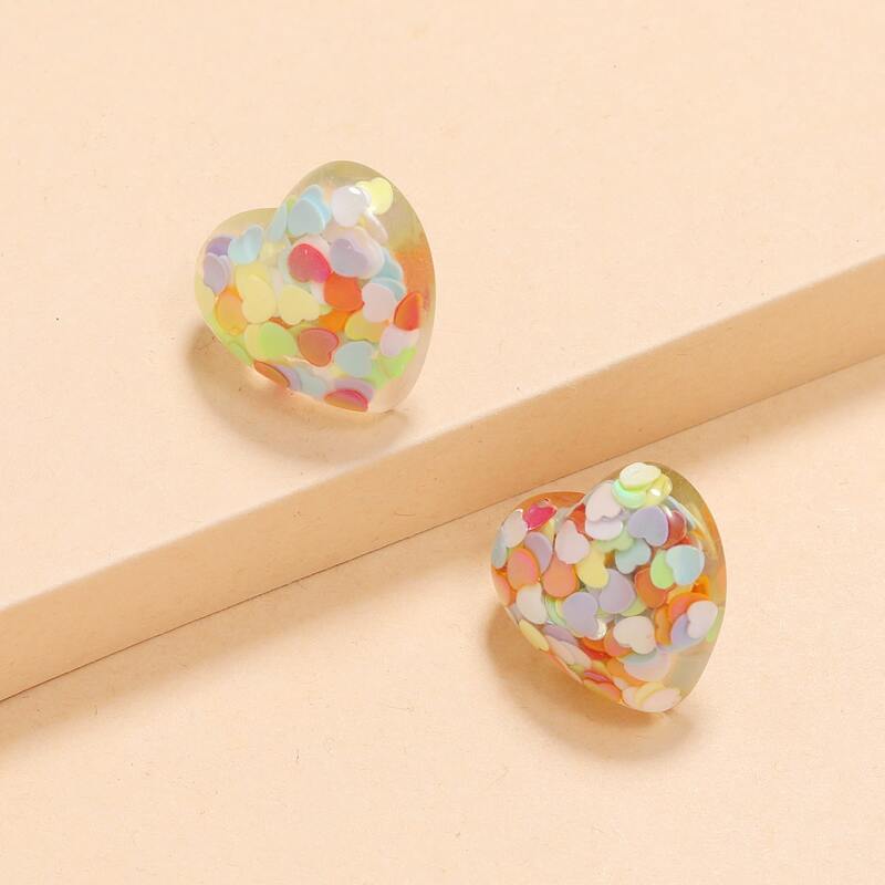 

Sequin Heart Stud Earrings, Multicolor