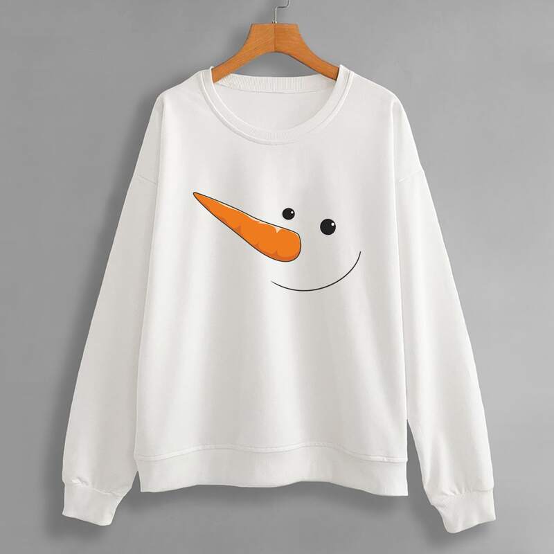 

Christmas Snowman Graphic Sweatshirt, White