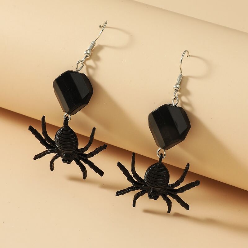 

Spider Drop Earrings, Black