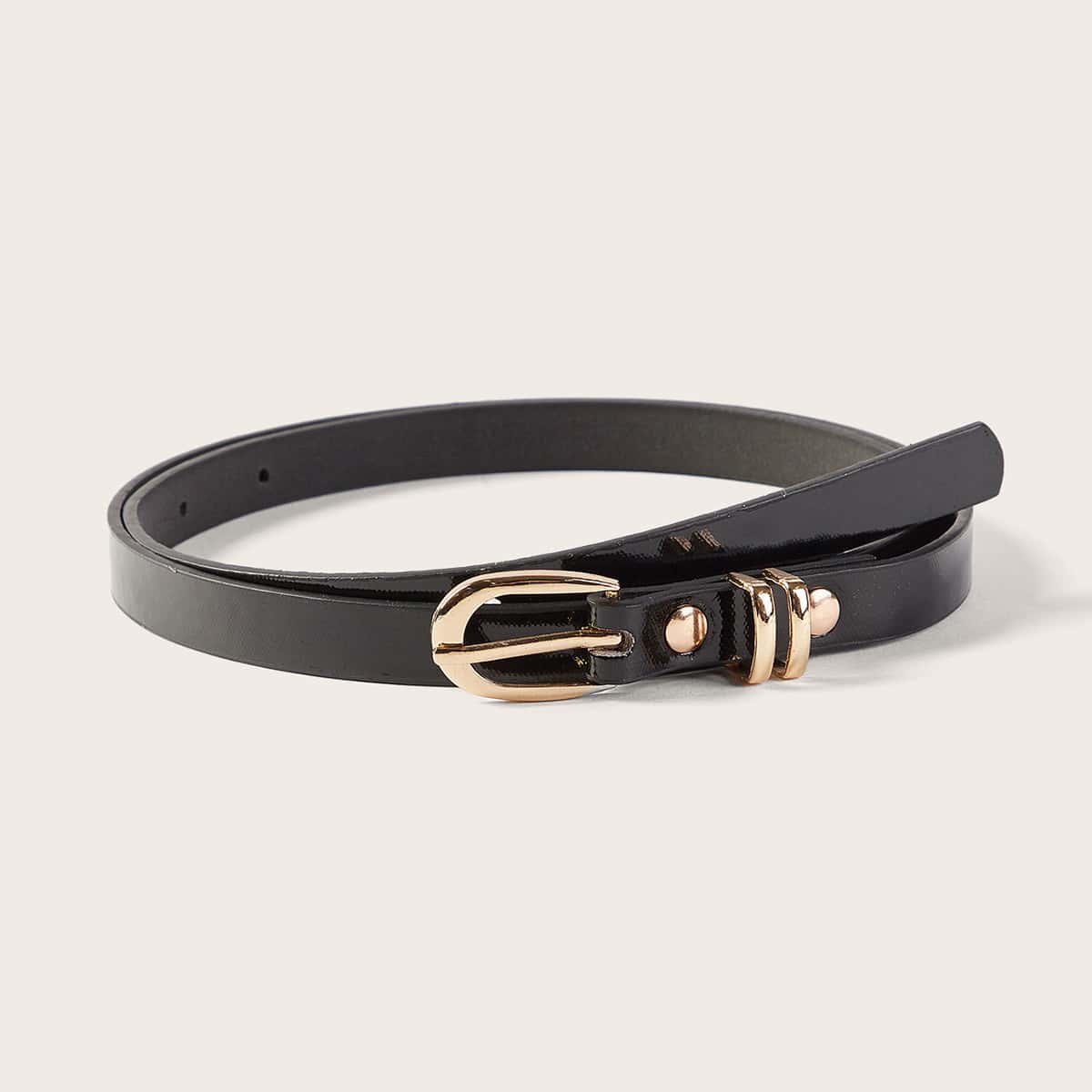 

Buckle Skinny Belt, Black