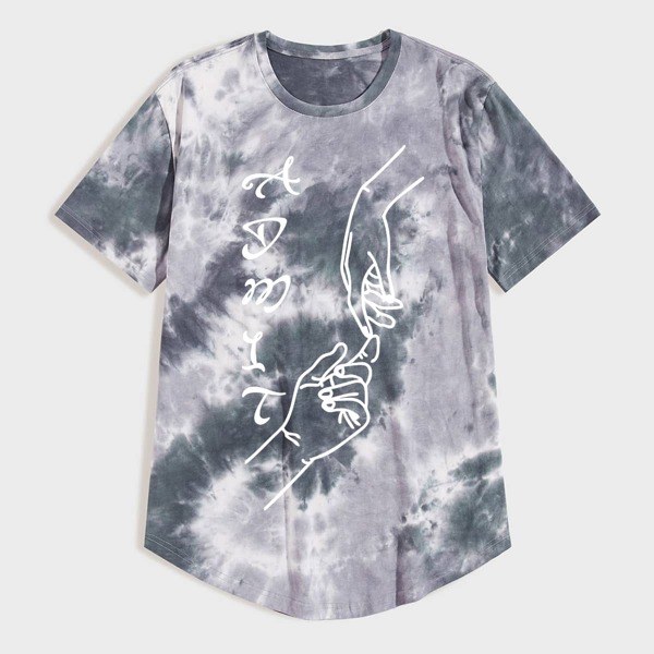 

Men Tie Dye Figure Graphic Tee, Grey