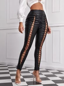 Jeans con ojal con cordón - Negro - Ver 5