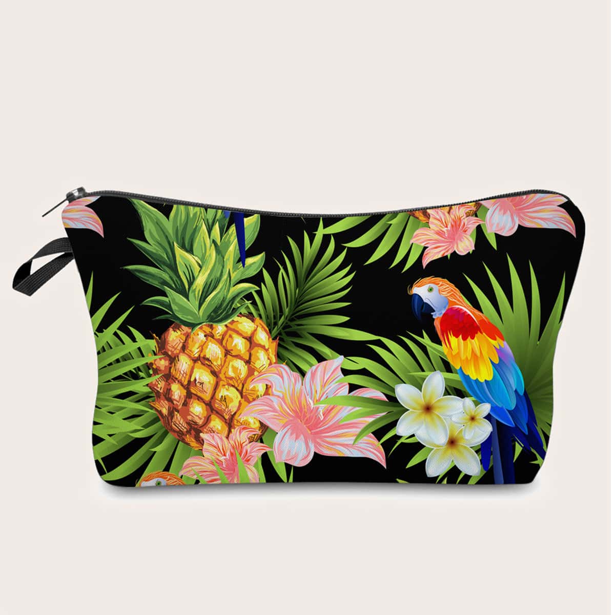 

Pineapple & Parrot Print Makeup Bag, Multicolor