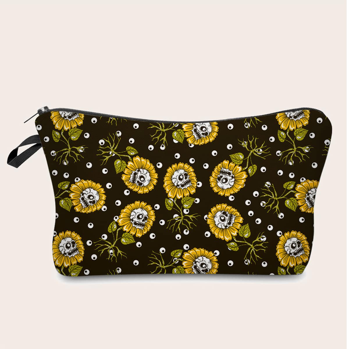 

Skull & Sunflower Pattern Makeup Bag, Multicolor