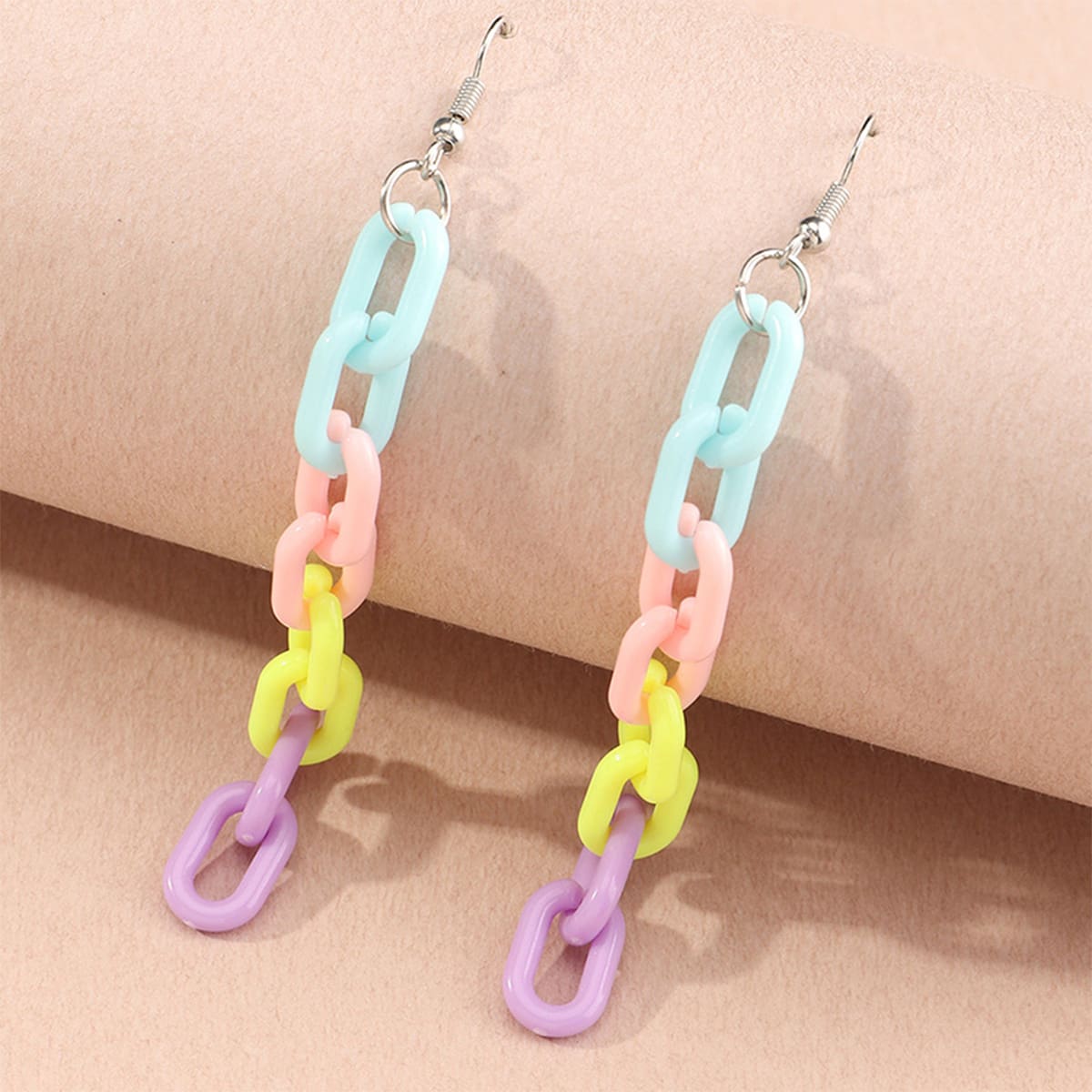 

Colorblock Chain Drop Earrings, Multicolor
