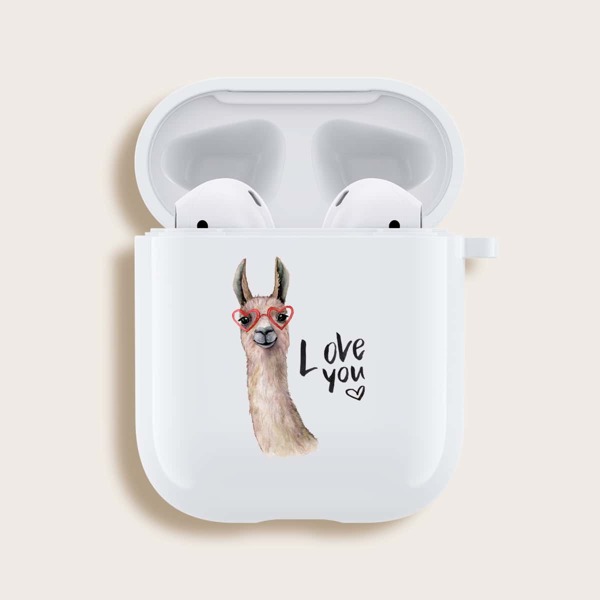 

Чехол для Airpods с рисунком альпаки, Белый