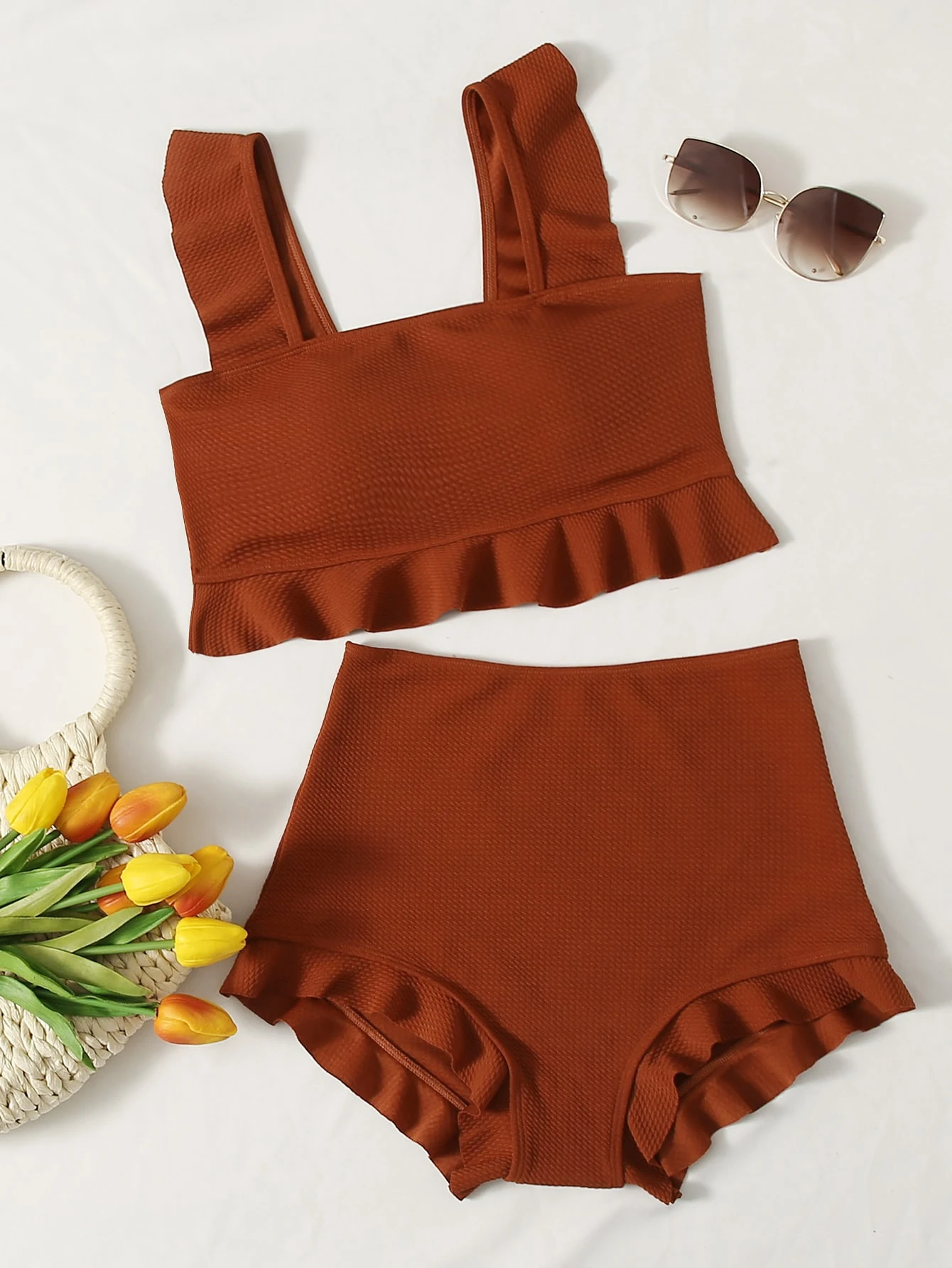 Ruffle hem high waisted bikini Clearance